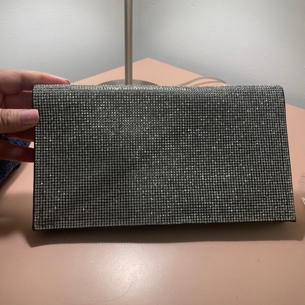 Crystal fold over dress clutch